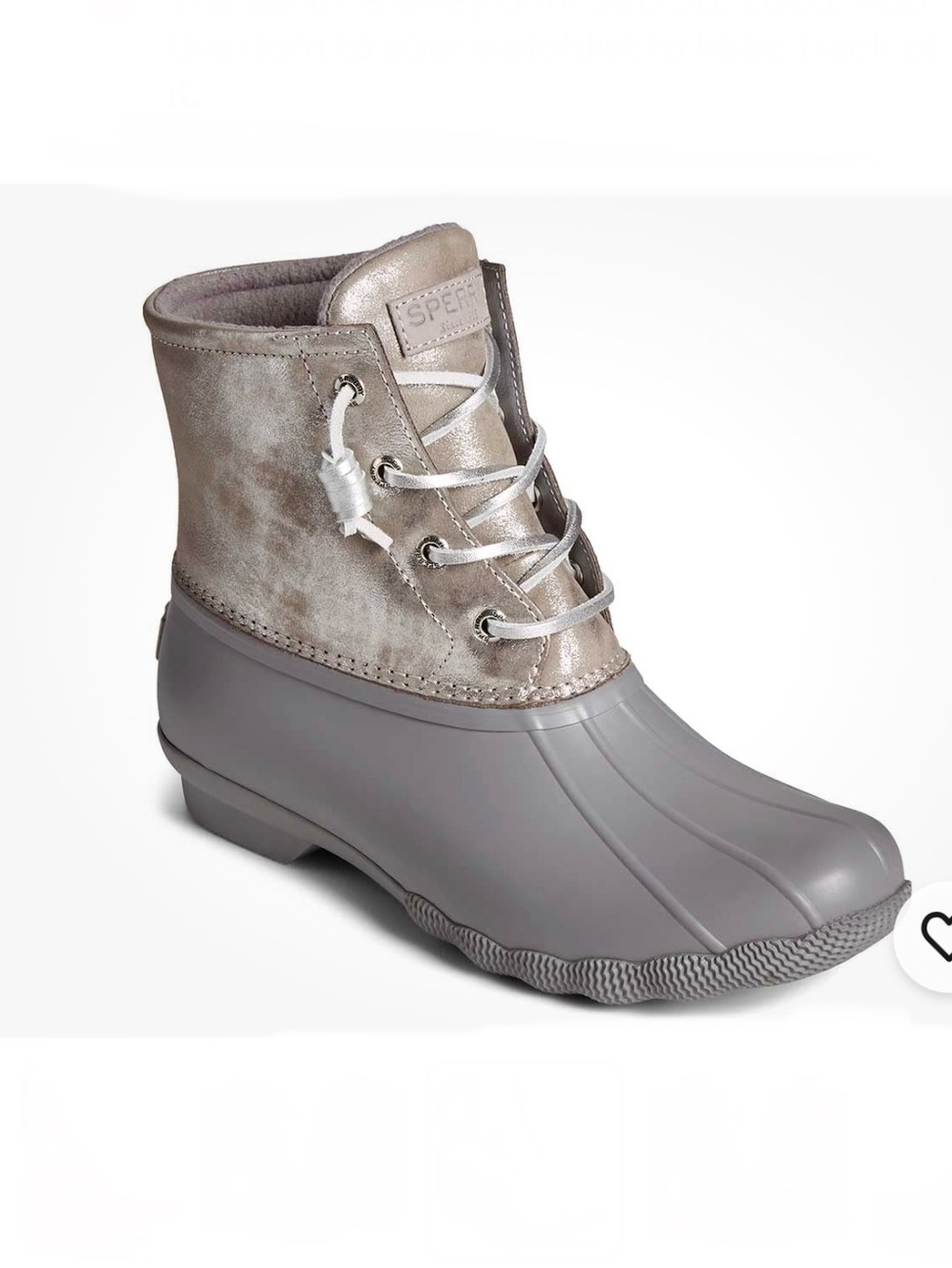 Sperry Metallic Silver Gray Saltwater Ankle Rain Boot